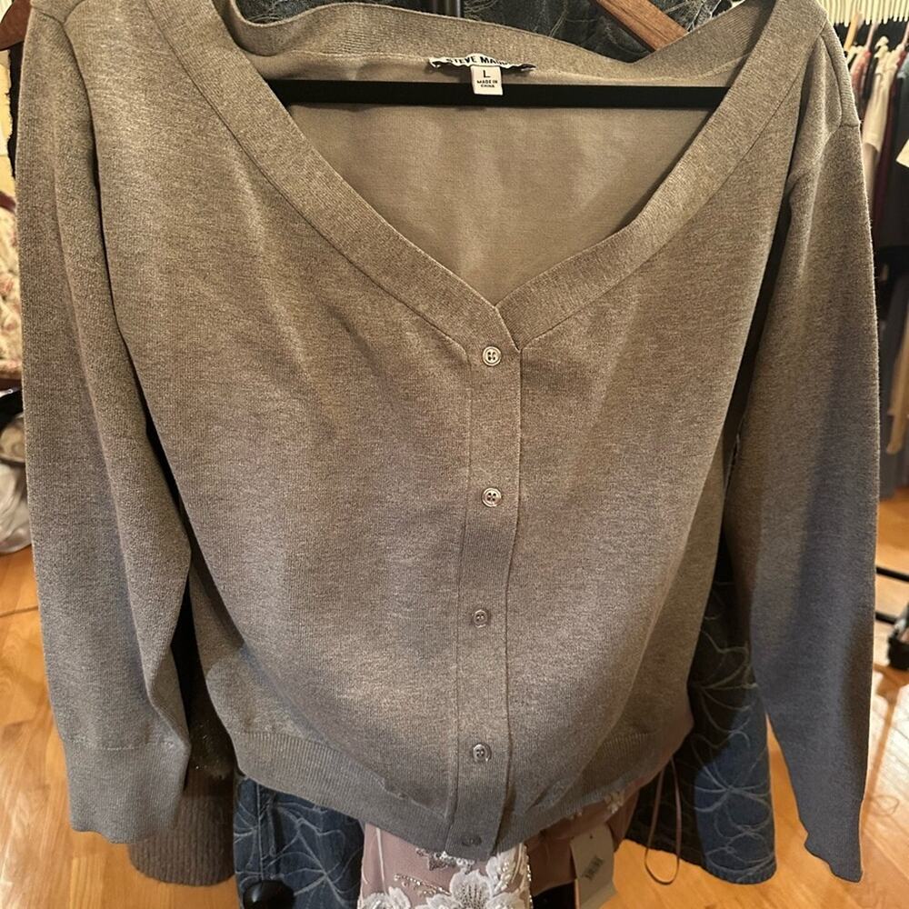 Steve Madden Gray Button-Up Cardigan